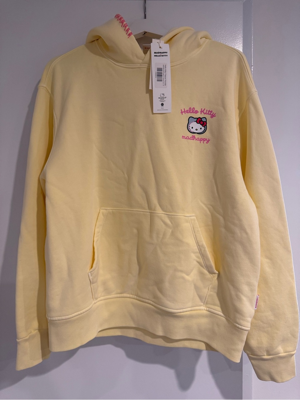 Madhappy Pale Yellow Hello Kitty Embroidered Crewneck Hoodie